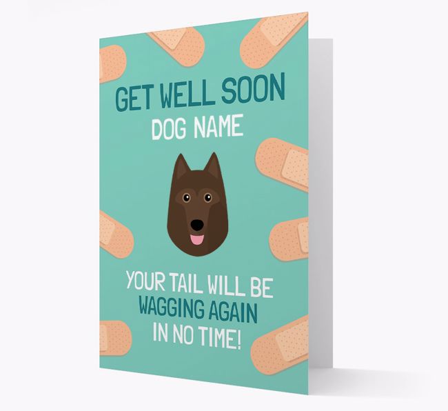 Personalized 'Get well soon {dogsName}' Card with {breedFullName} Icon